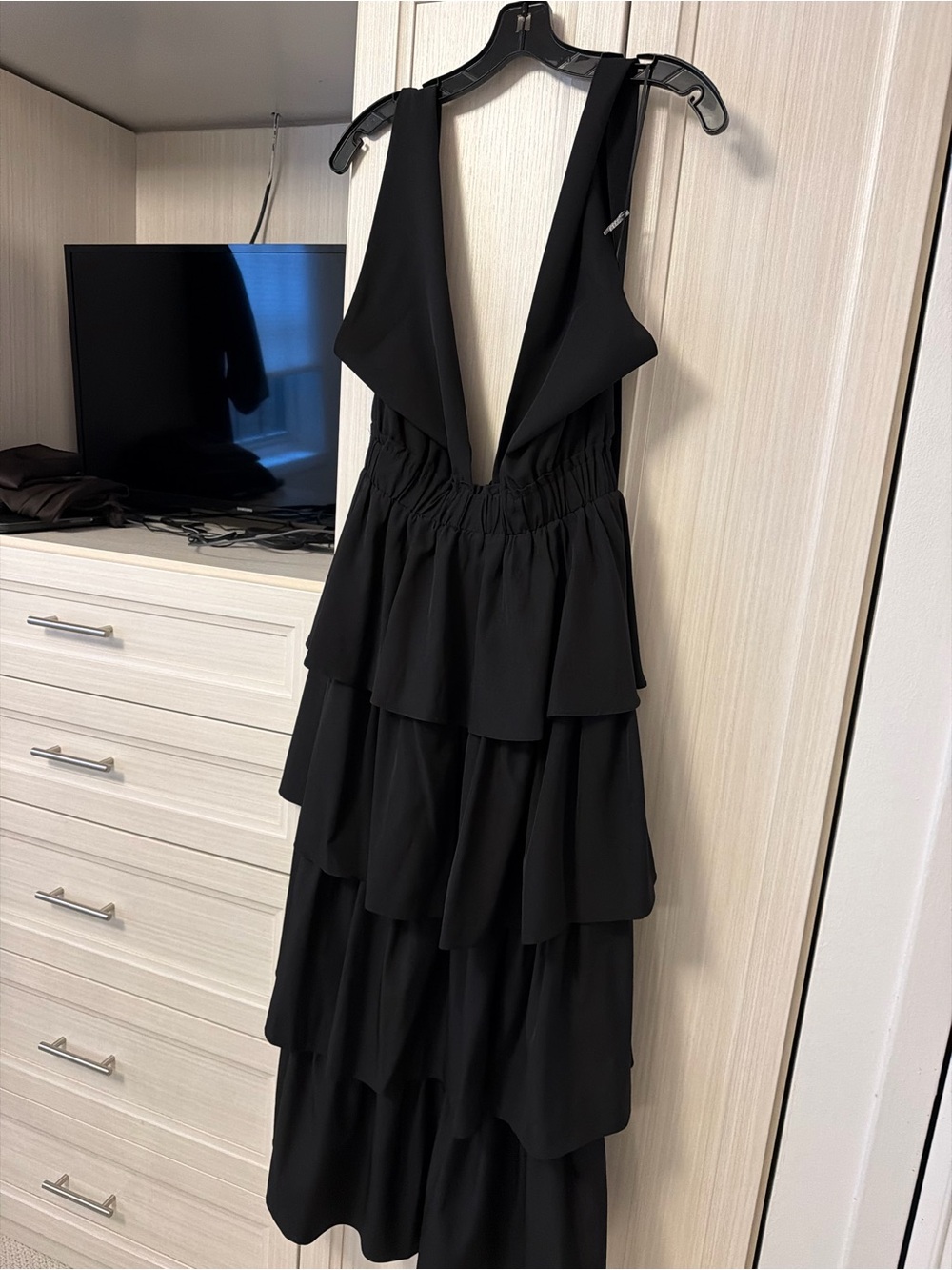 Endless Rose Black Backless Tiered V-Neck Dress